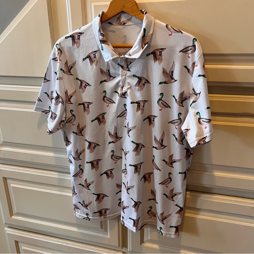 Men's White Duck Print Shirt